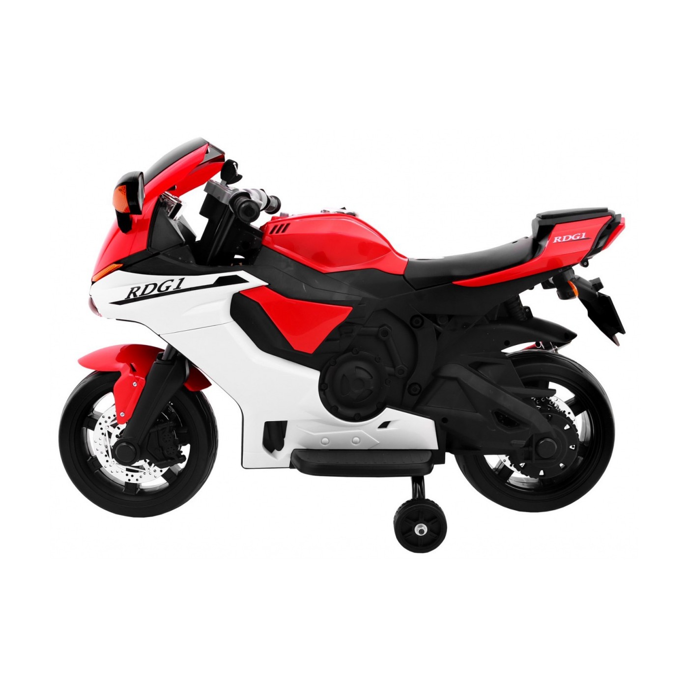 R1 Superbike Elektrické dětské motocyklové červené pomocné kolíky houkačka LED světla