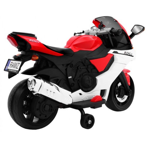 R1 Superbike Elektrické dětské motocyklové červené pomocné kolíky houkačka LED světla