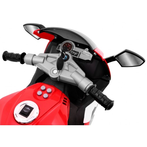 R1 Superbike Elektrické dětské motocyklové červené pomocné kolíky houkačka LED světla