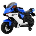 R1 Superbike Elektrická Dětská Motocyklová Modrá Pomocná Kola Houkačka LED Světla