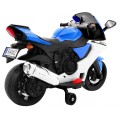 R1 Superbike Elektrická Dětská Motocyklová Modrá Pomocná Kola Houkačka LED Světla