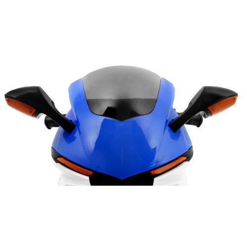 R1 Superbike Elektrická Dětská Motocyklová Modrá Pomocná Kola Houkačka LED Světla