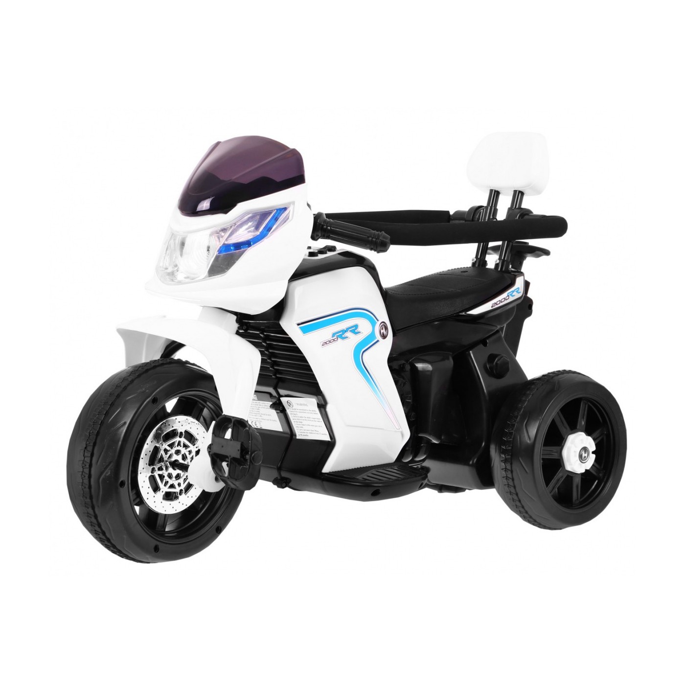 Pusher Bike Elektrická motorka 3v1 Děti Bílá + Póry Pěny + Audio LED