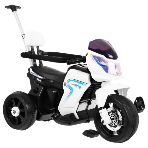 Pusher Bike Elektrická motorka 3v1 Děti Bílá + Póry Pěny + Audio LED