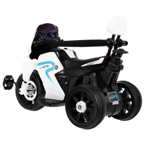 Pusher Bike Elektrická motorka 3v1 Děti Bílá + Póry Pěny + Audio LED