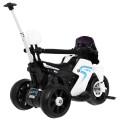 Pusher Bike Elektrická motorka 3v1 Děti Bílá + Póry Pěny + Audio LED