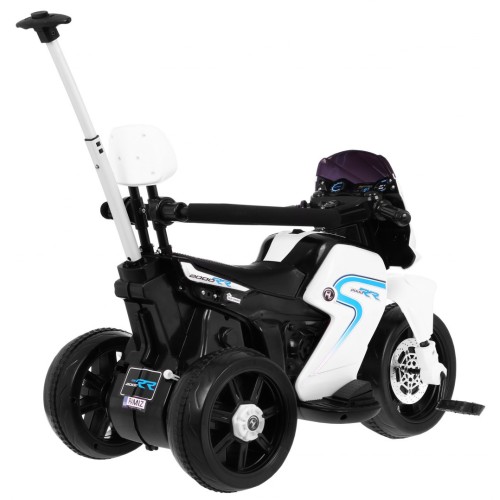 Pusher Bike Elektrická motorka 3v1 Děti Bílá + Póry Pěny + Audio LED