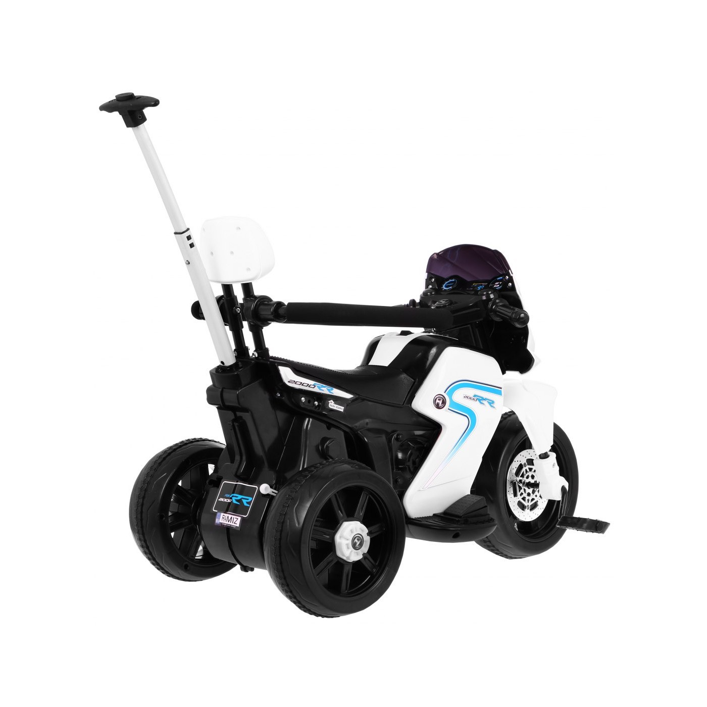 Pusher Bike Elektrická motorka 3v1 Děti Bílá + Póry Pěny + Audio LED