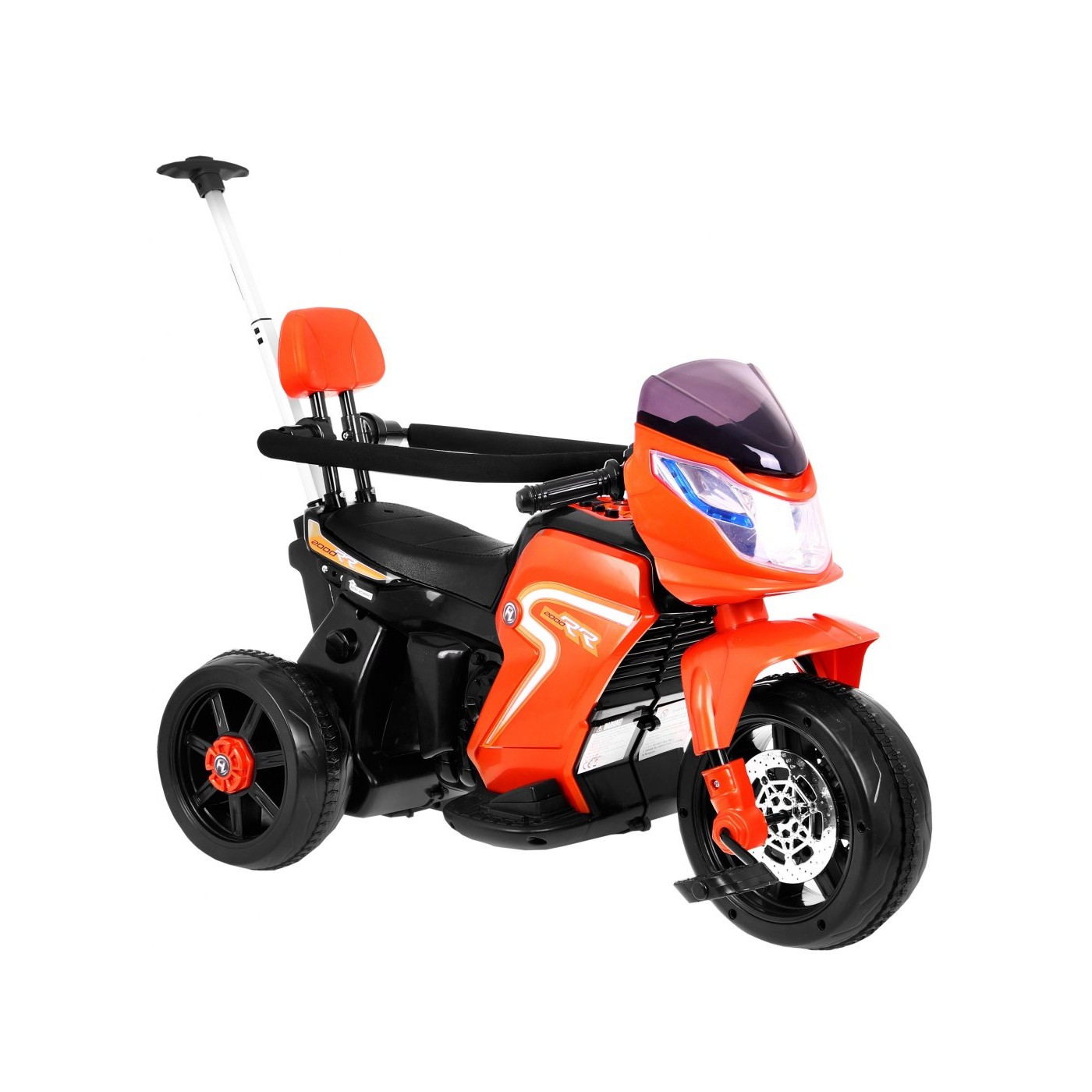 Pusher Bike Elektrická motorka 3v1 Dětská oranžová pěna Audio LED