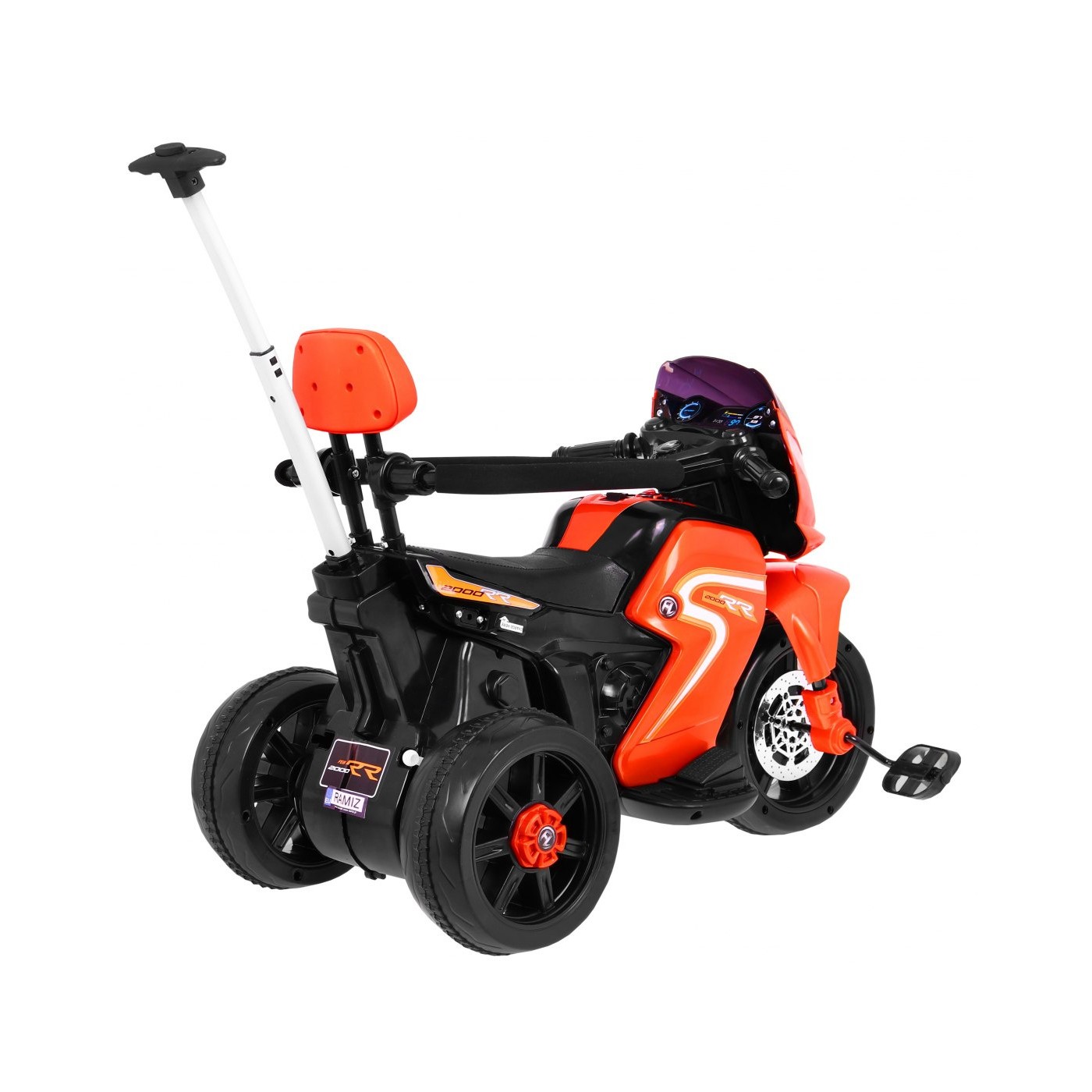 Pusher Bike Elektrická motorka 3v1 Dětská oranžová pěna Audio LED