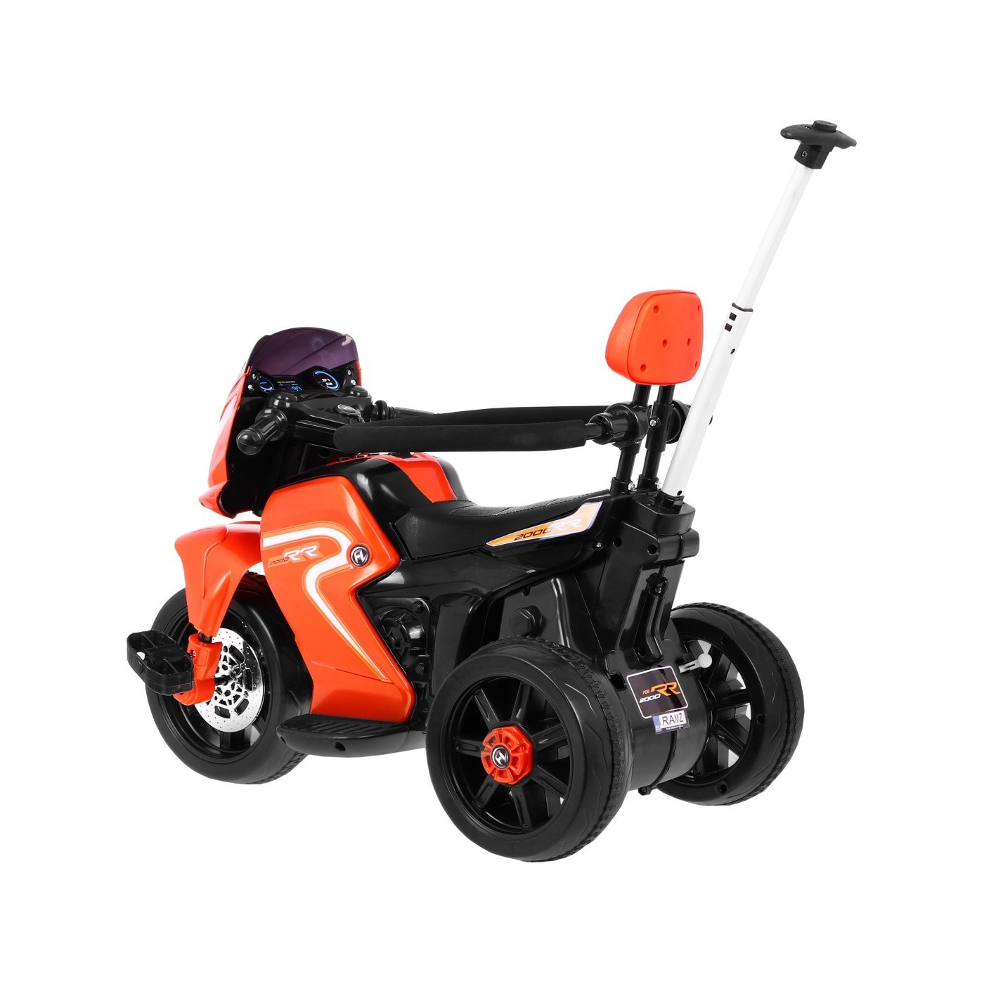 Pusher Bike Elektrická motorka 3v1 Dětská oranžová pěna Audio LED