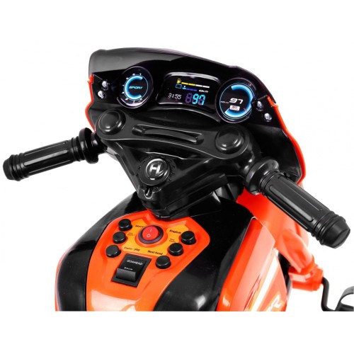 Pusher Bike Elektrická motorka 3v1 Dětská oranžová pěna Audio LED