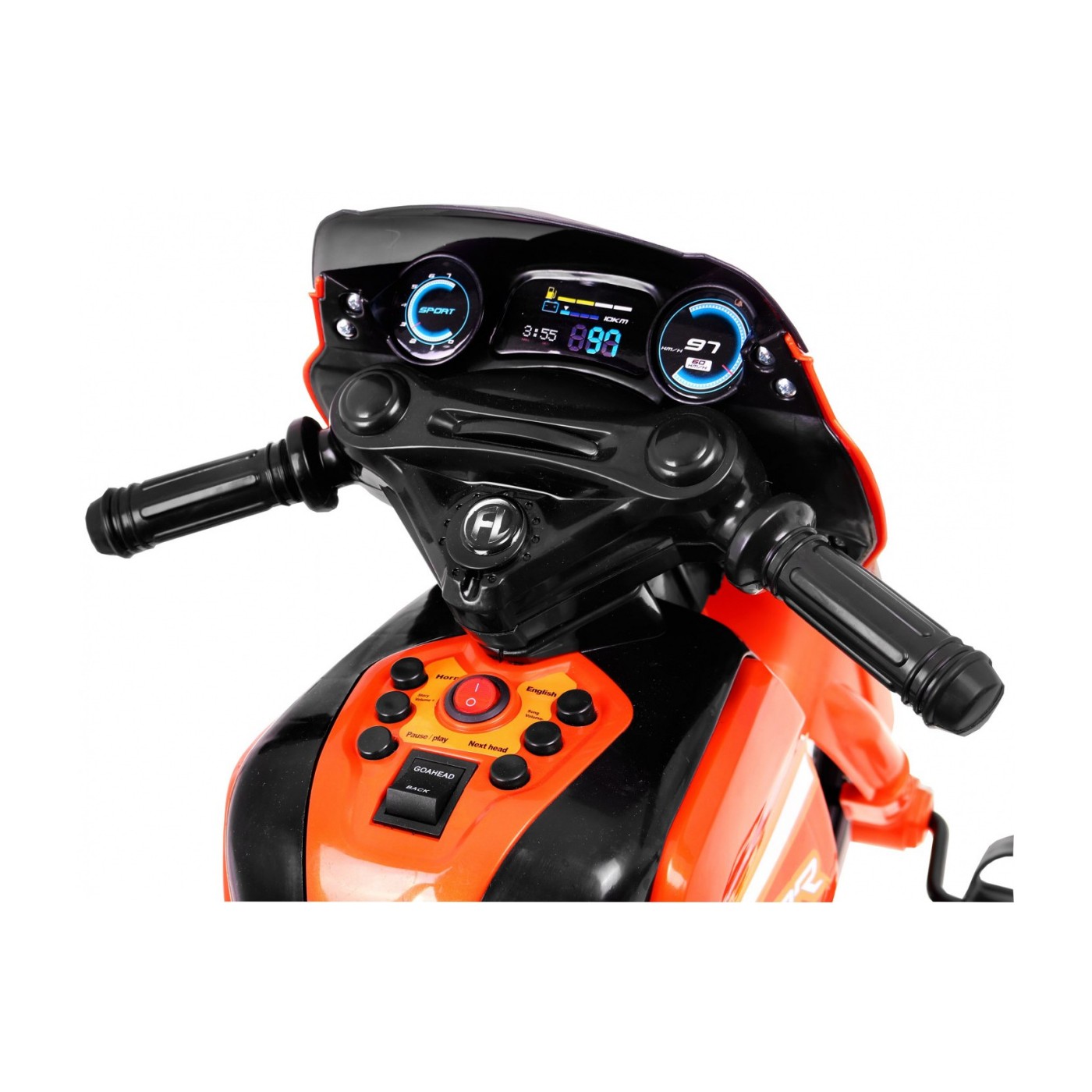 Pusher Bike Elektrická motorka 3v1 Dětská oranžová pěna Audio LED