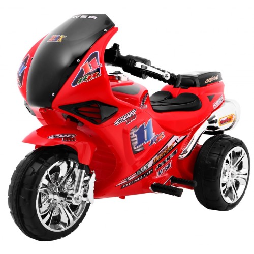 RR1000 Dětský elektrický tříkolový motor červený + houkačky + světla + úložný box