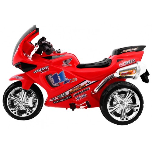 RR1000 Dětský elektrický tříkolový motor červený + houkačky + světla + úložný box