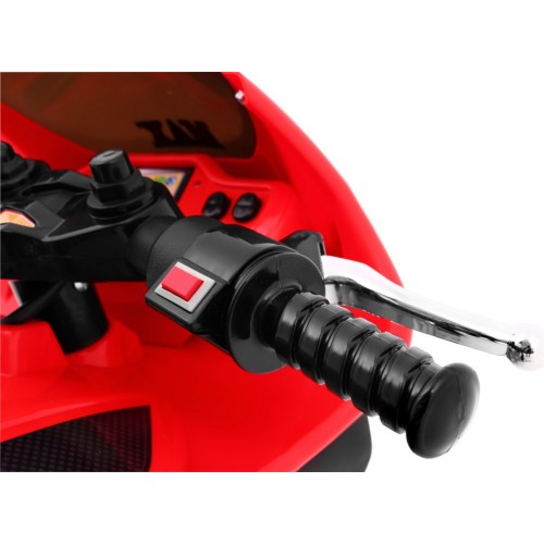 RR1000 Dětský elektrický tříkolový motor červený + houkačky + světla + úložný box