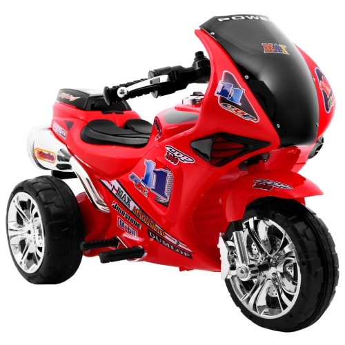 RR1000 Dětský elektrický tříkolový motor červený + houkačky + světla + úložný box