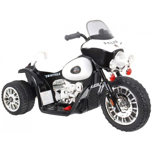 Dětský akumulátorový chopper motorka černá + 3 kola + zvukové LED světlo