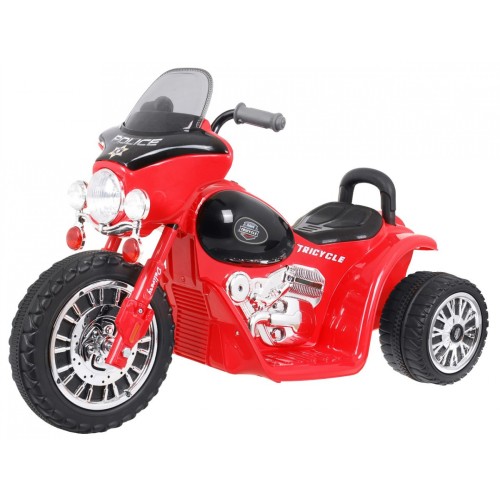 Dětský akumulátorový chopper motocykl červený + 3 kola + zvukové LED světlo