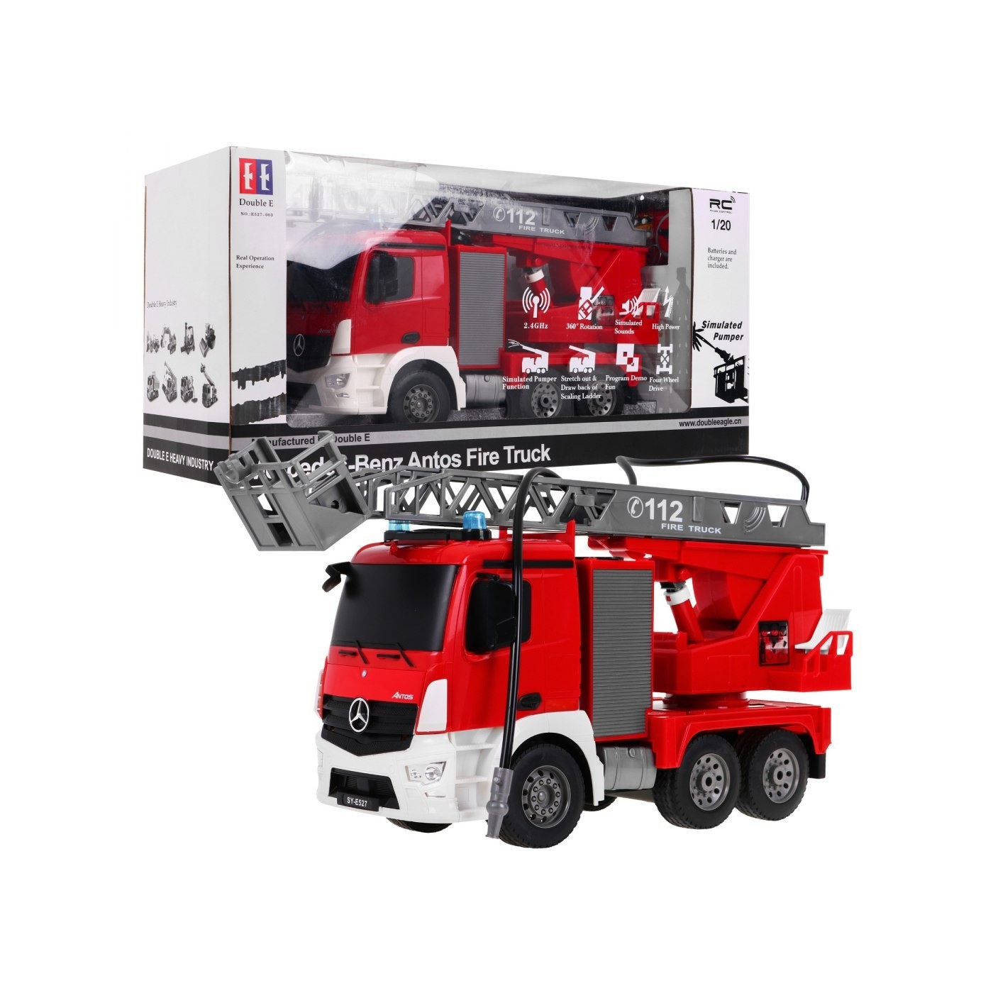 Autíčko R/C Mercedes-Benz Antos 2.4G Protipožární 1:20 Dvojité E