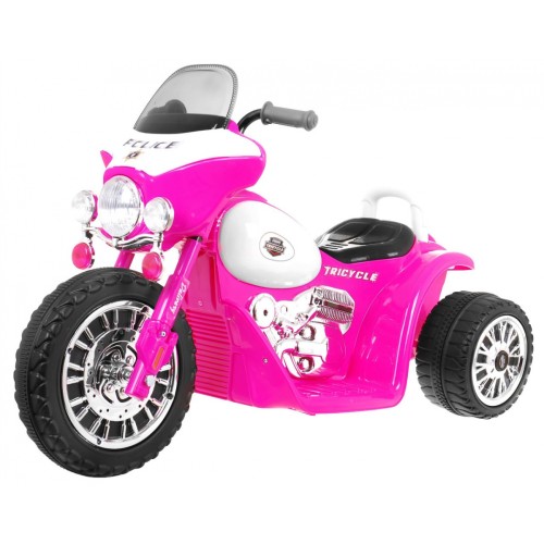 Dětský akumulátorový chopper motocykl růžový + 3 kola + zvukové LED světlo