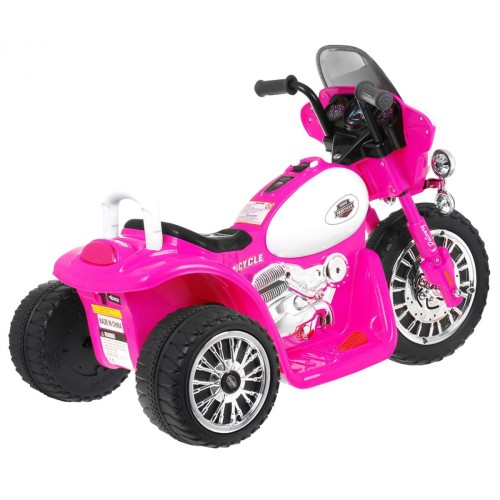 Dětský akumulátorový chopper motocykl růžový + 3 kola + zvukové LED světlo