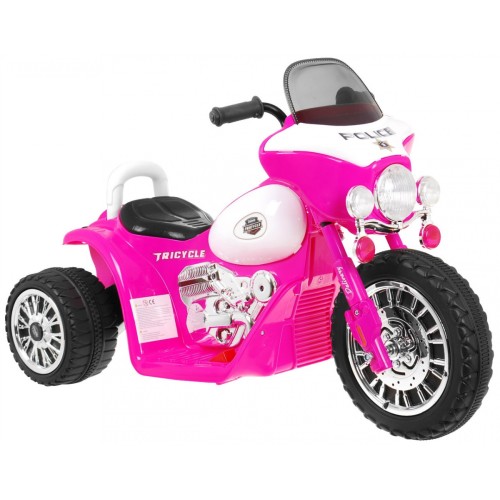 Dětský akumulátorový chopper motocykl růžový + 3 kola + zvukové LED světlo