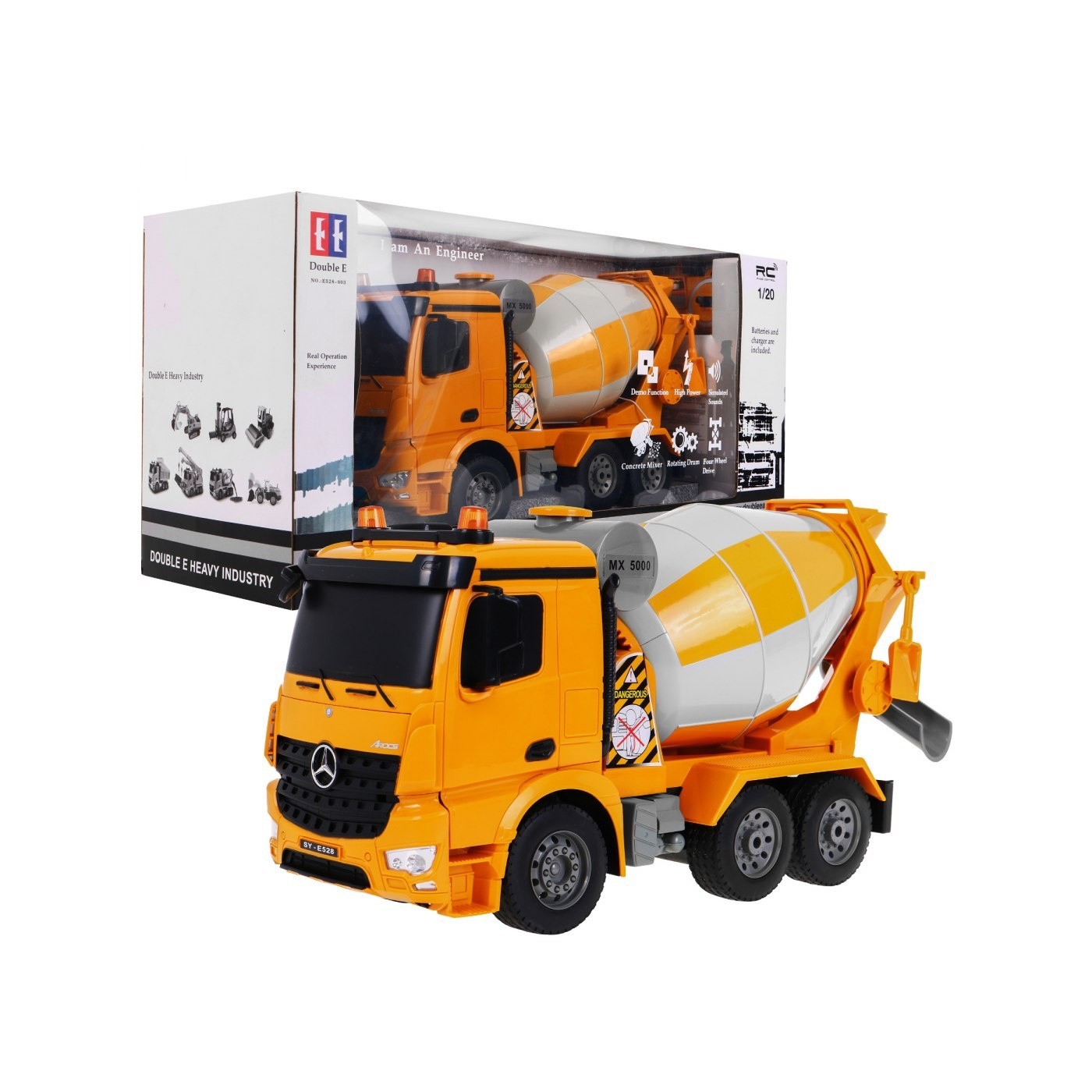 Mercedes-Benz Arocs Dětská míchačka betonu 6+ Dálkové ovládání Model 1:20 Zvuky Světla