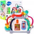 Sensory Multi-Cube pro děti 18m+ interaktivní funkce + 20 miniher + mikrofon Bebenek volant prokládá akvárium