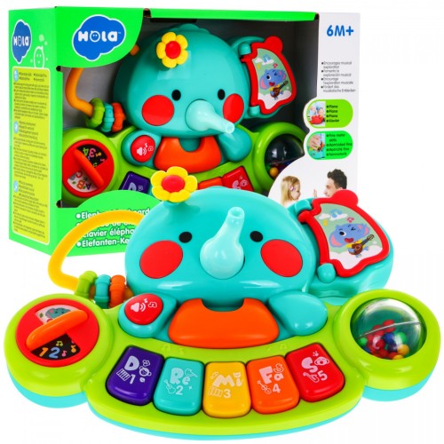 Interaktivní Elephant Mini Piano Kids 6m Hudební hračka Chrastítka