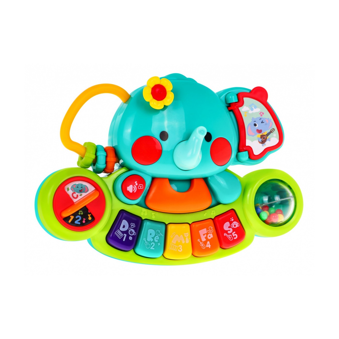 Interaktivní Elephant Mini Piano Kids 6m Hudební hračka Chrastítka