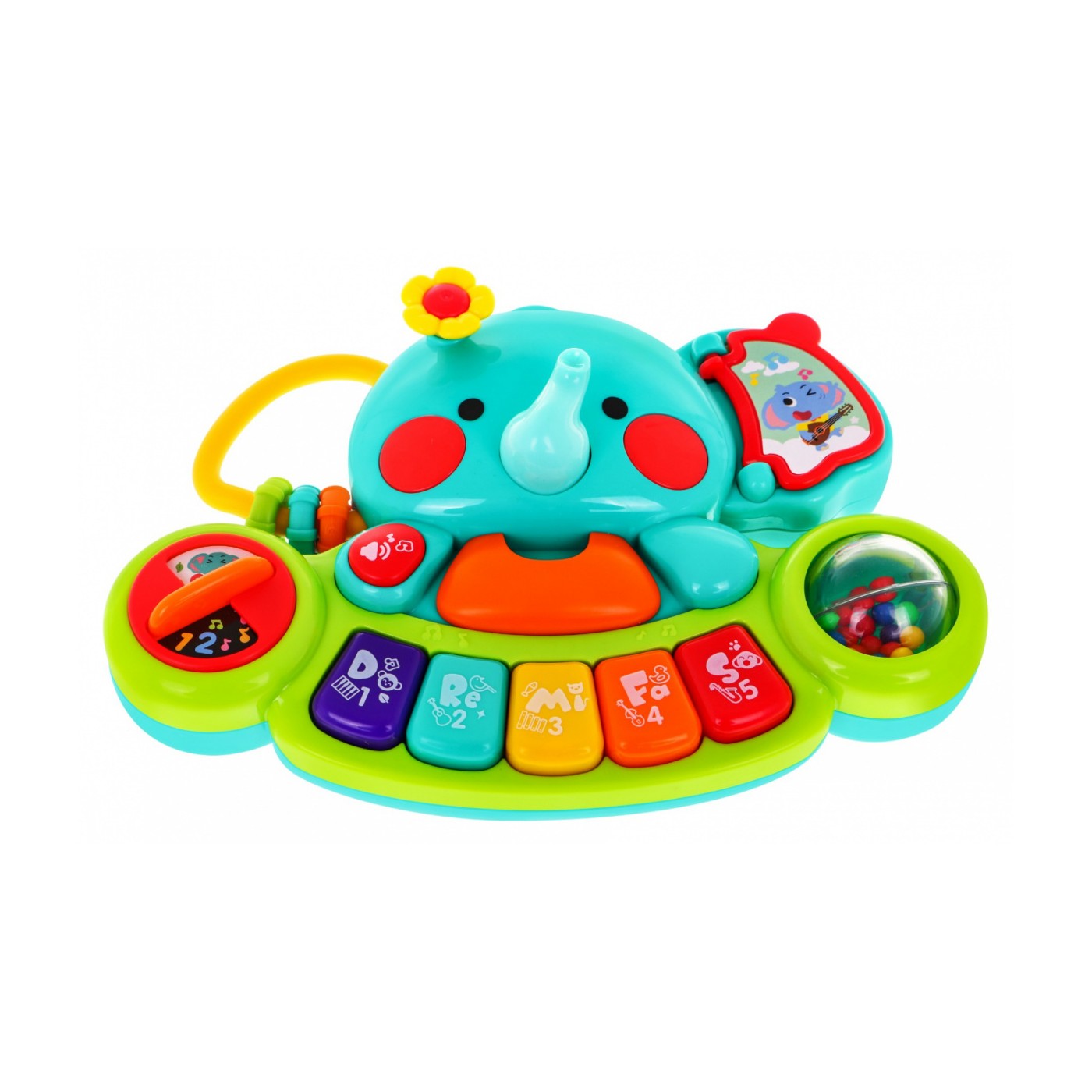 Interaktivní Elephant Mini Piano Kids 6m Hudební hračka Chrastítka