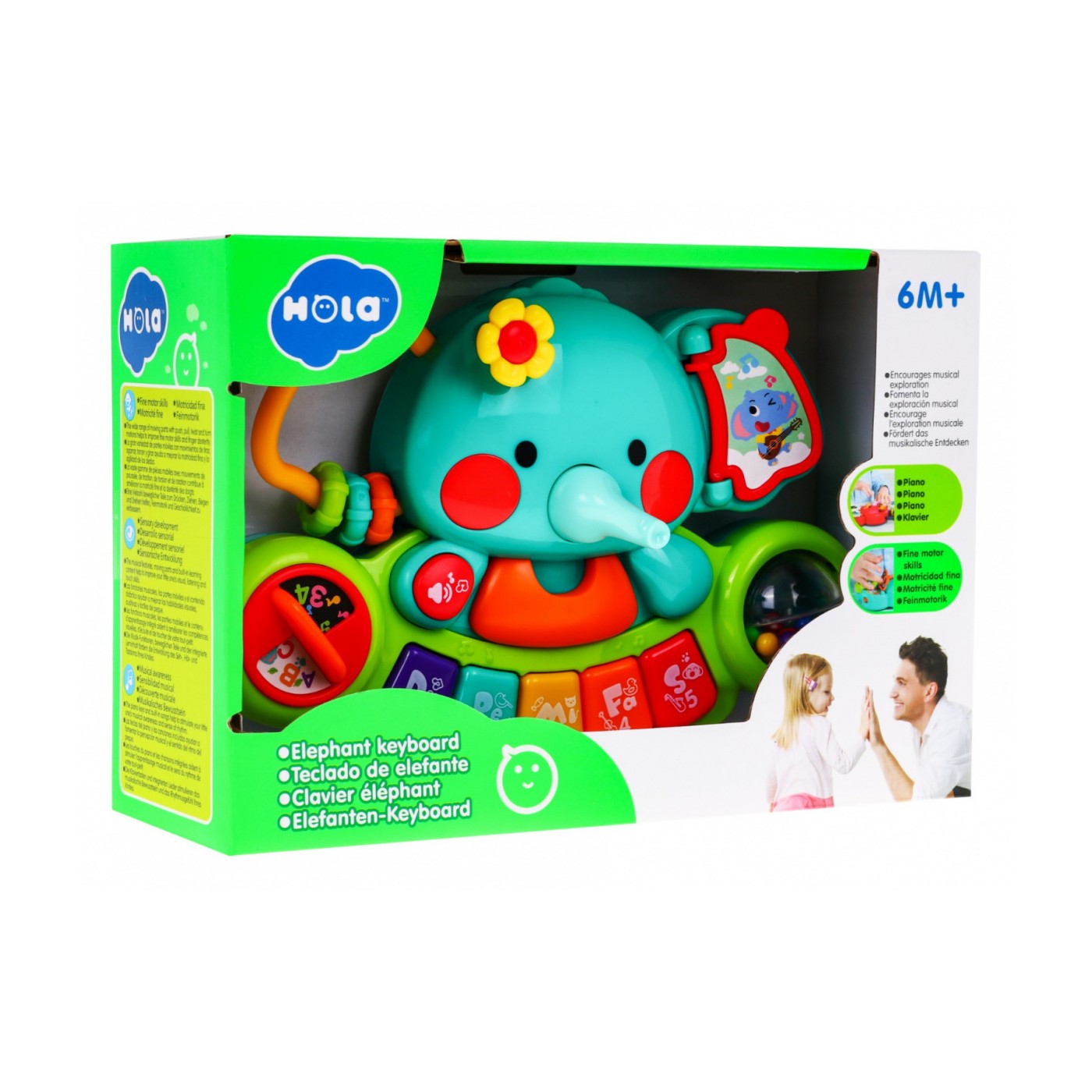 Interaktivní Elephant Mini Piano Kids 6m Hudební hračka Chrastítka