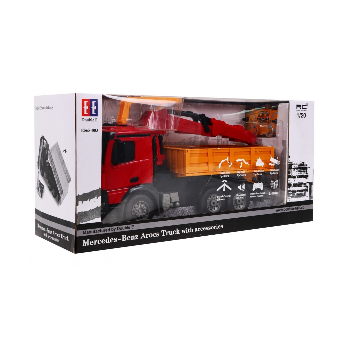 Dětský jeřáb Truck HDS 6+ Mercedes-Benz Arocs Dálkové ovládání 1:20 Pohyblivé díly