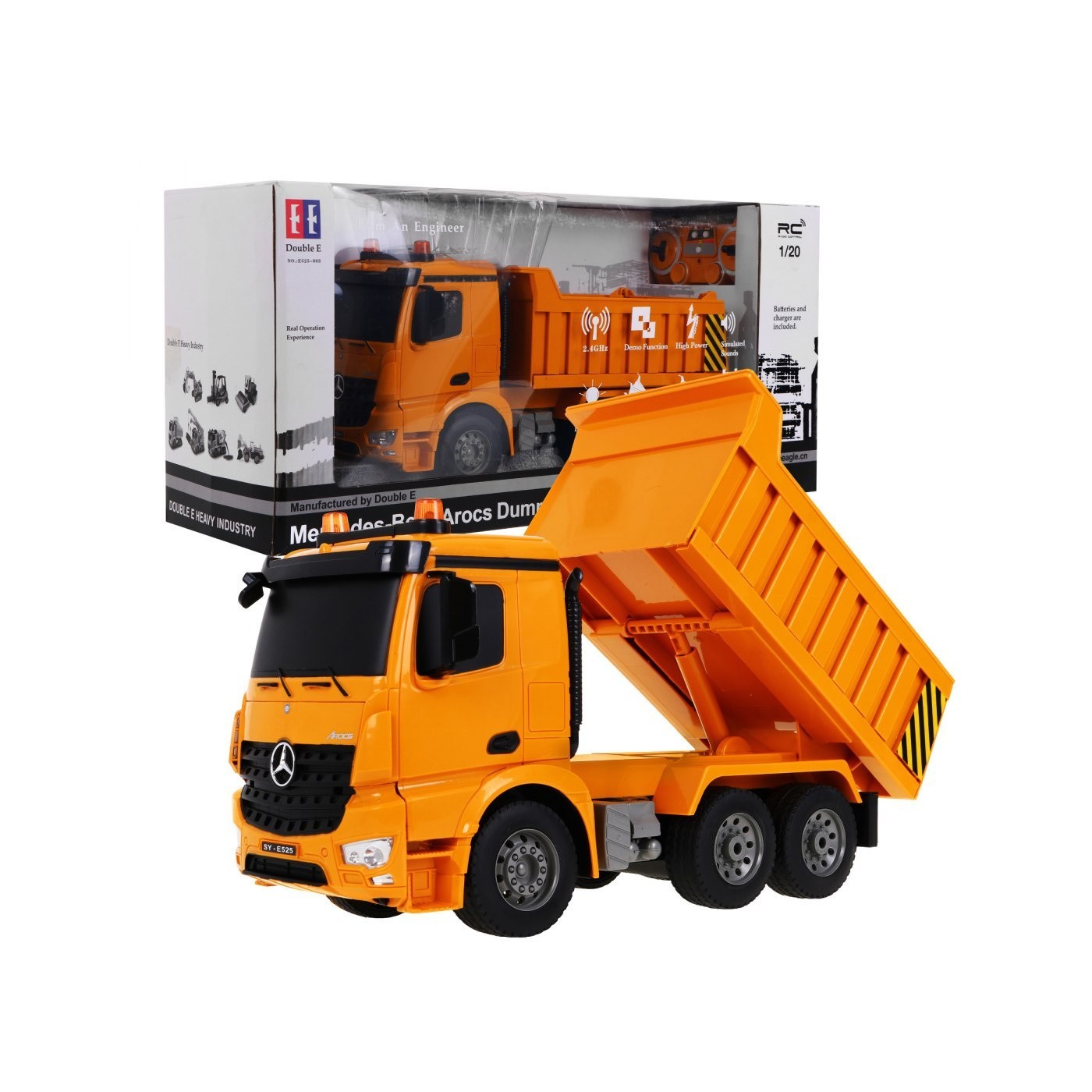 Sklápěč Mercedes-Benz Arocs pro děti 6+ dálkové ovládání model 1:20 Zvuky Světla