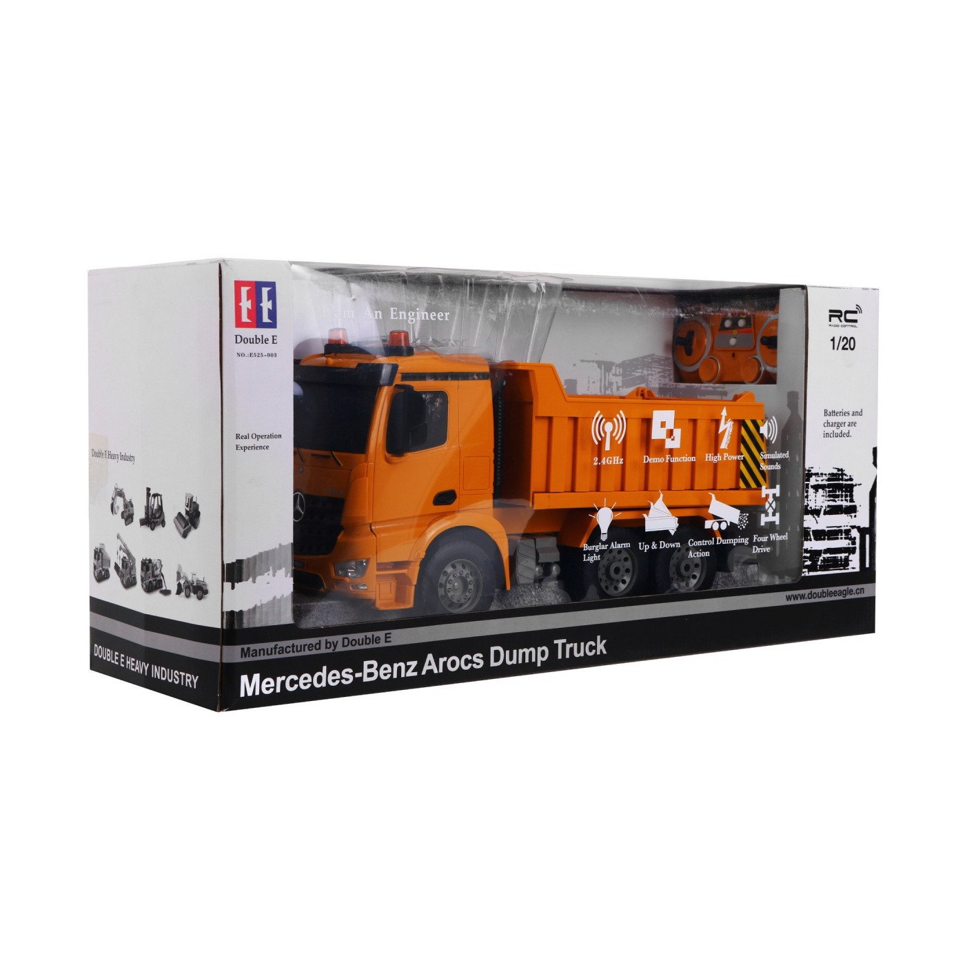 Sklápěč Mercedes-Benz Arocs pro děti 6+ dálkové ovládání model 1:20 Zvuky Světla