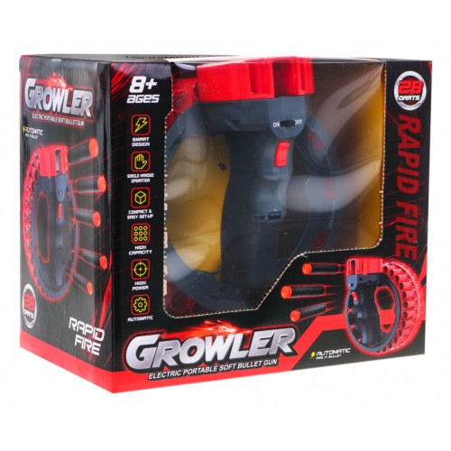 Dětská pistole Growler 8+ moderní vzhled + 28 pěnových nábojů EVA 