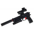 Dětská doplňková zbraň 6+ imitace M92 + Tlumič + Zaměřovač + Kuličky s hydrogelem