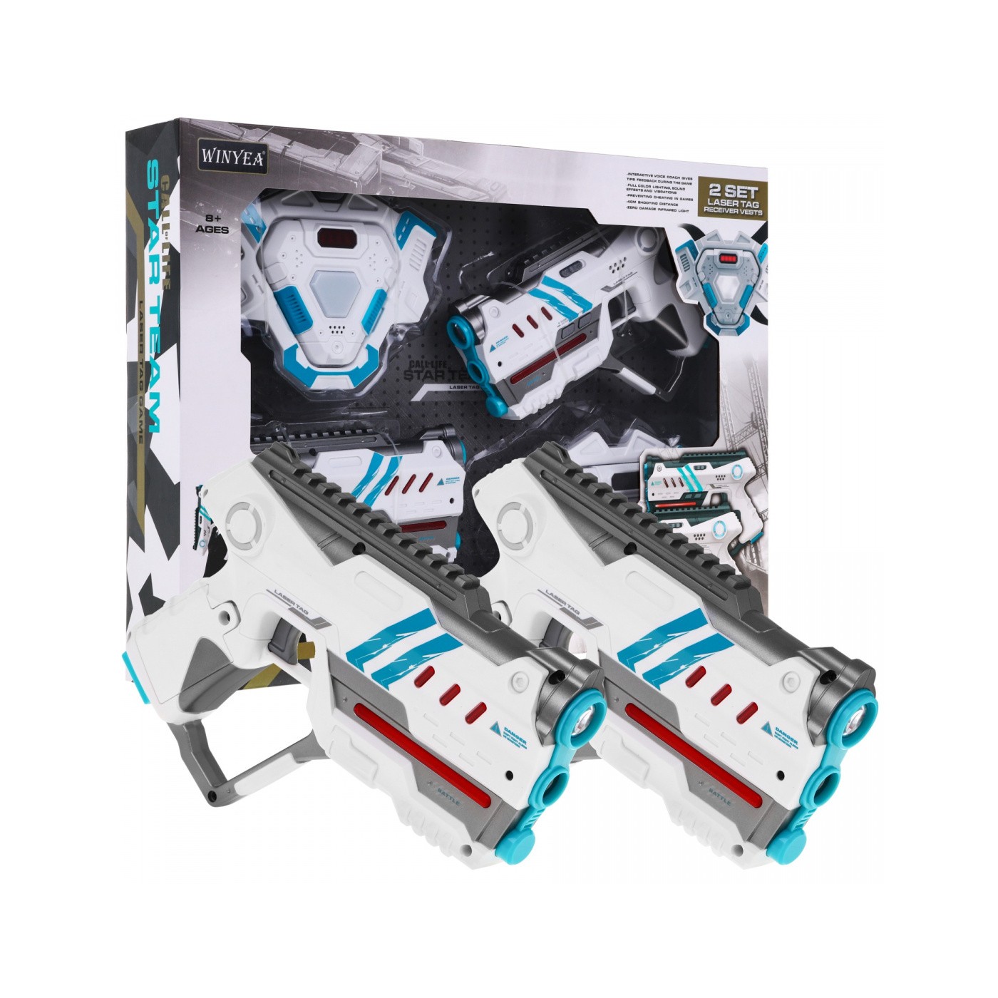 Laserové zbraně LASER TAG bílá + vesty