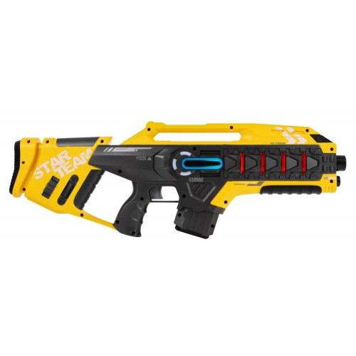 Sada 2 laserových zbraní pro děti 8+ Laser Tag červená Yellow 4 týmy + 4 typy zbraní