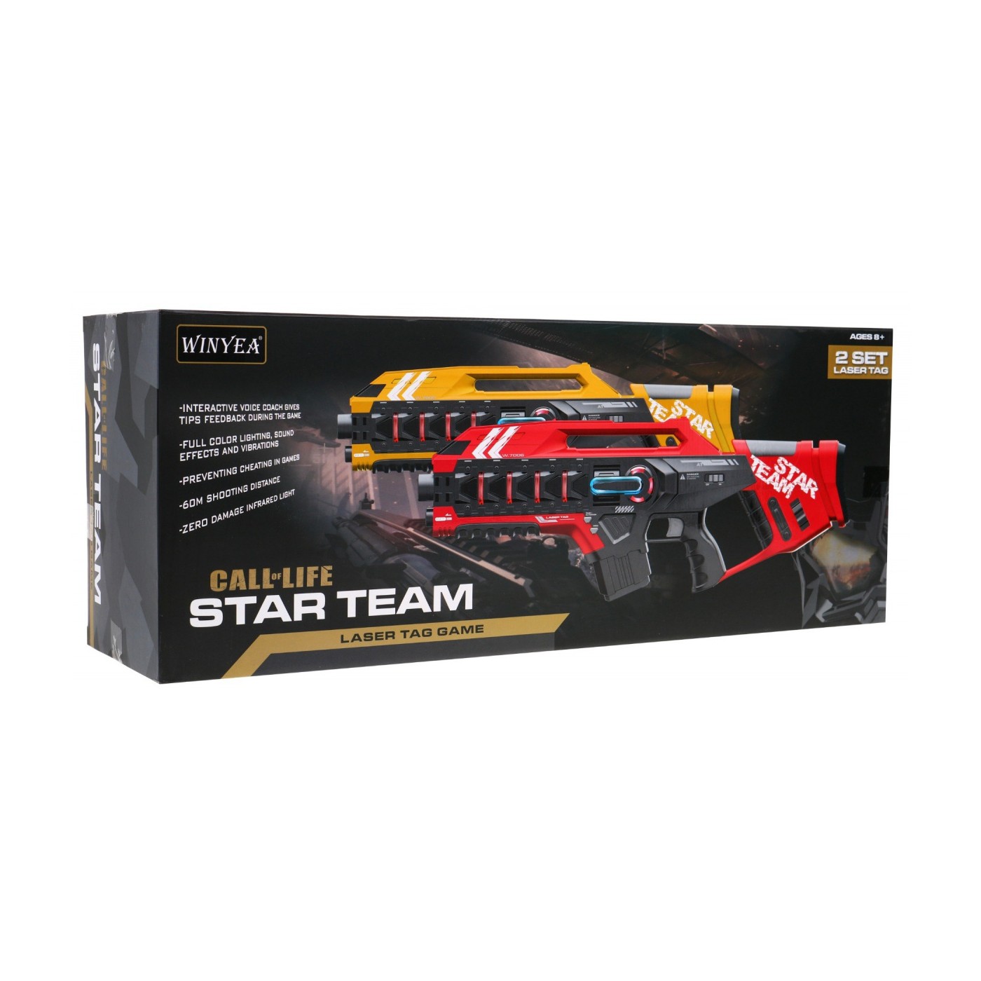 Sada 2 laserových zbraní pro děti 8+ Laser Tag Blue zelená 4 týmy + 4 typy zbraní