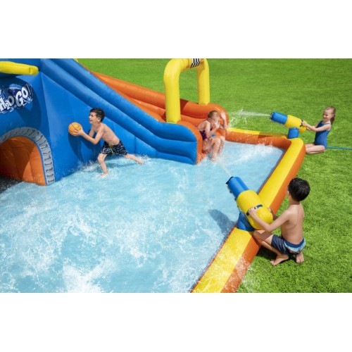 Dětský vodní zábavní park 5+ BESTWAY skluzavka basketbalový tunel sprška