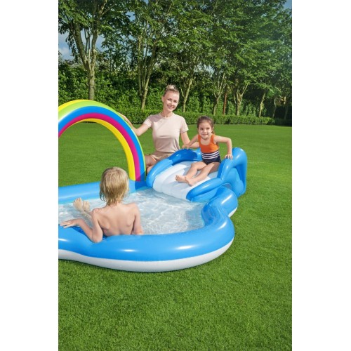 Nafukovací zahradní hřiště Sunny Rainbow 257x145x91cm BESTWAY + skluzavka