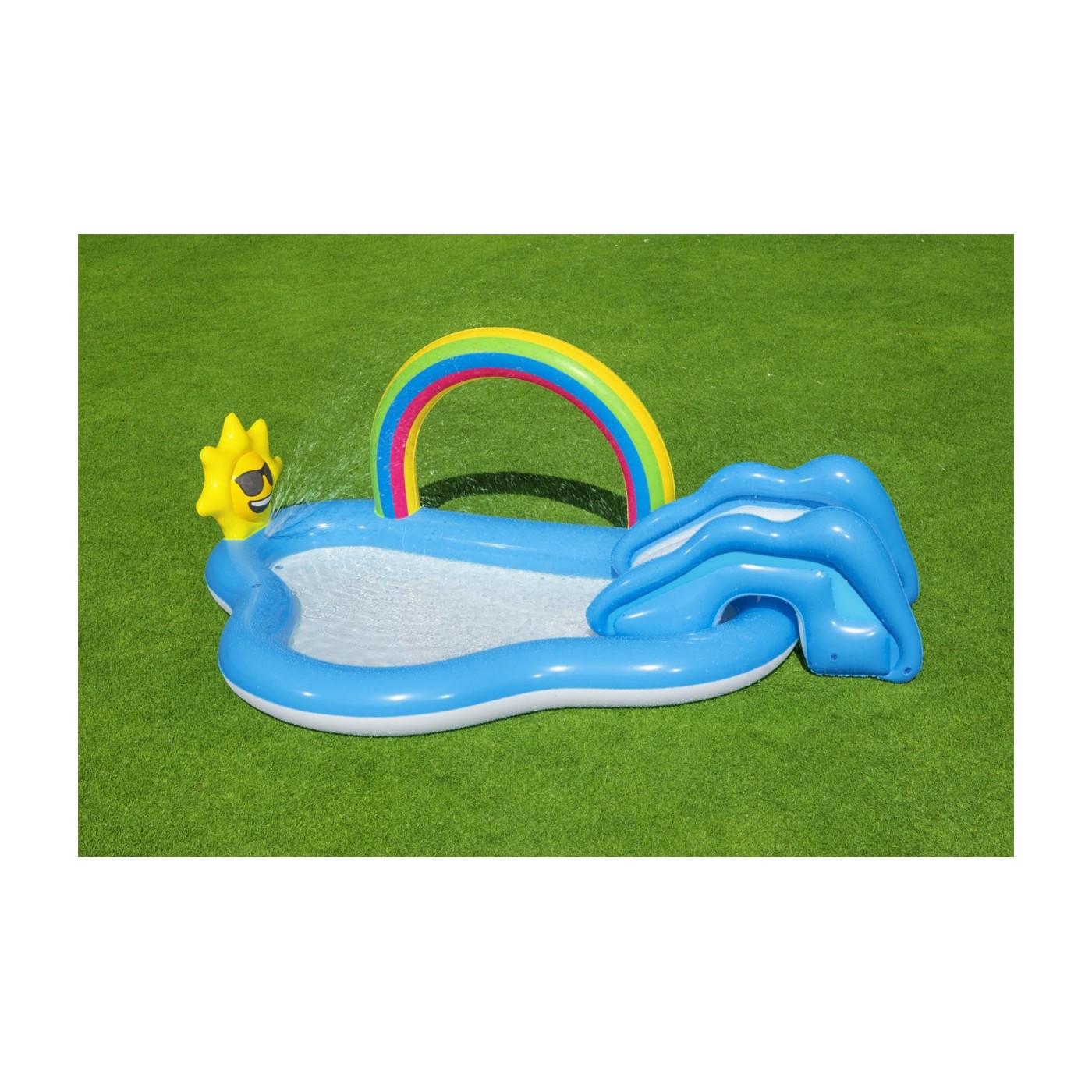 Nafukovací zahradní hřiště Sunny Rainbow 257x145x91cm BESTWAY + skluzavka
