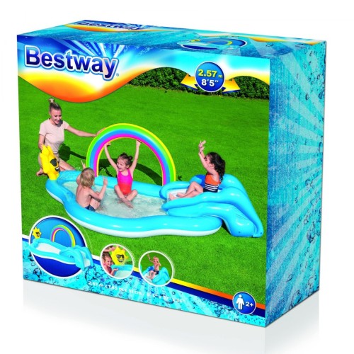 Nafukovací zahradní hřiště Sunny Rainbow 257x145x91cm BESTWAY + skluzavka