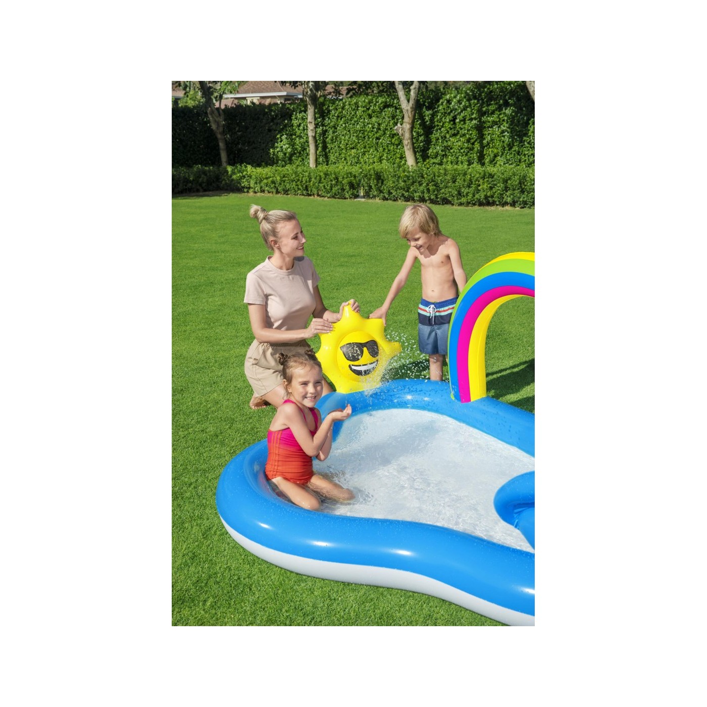 Nafukovací zahradní hřiště Sunny Rainbow 257x145x91cm BESTWAY + skluzavka