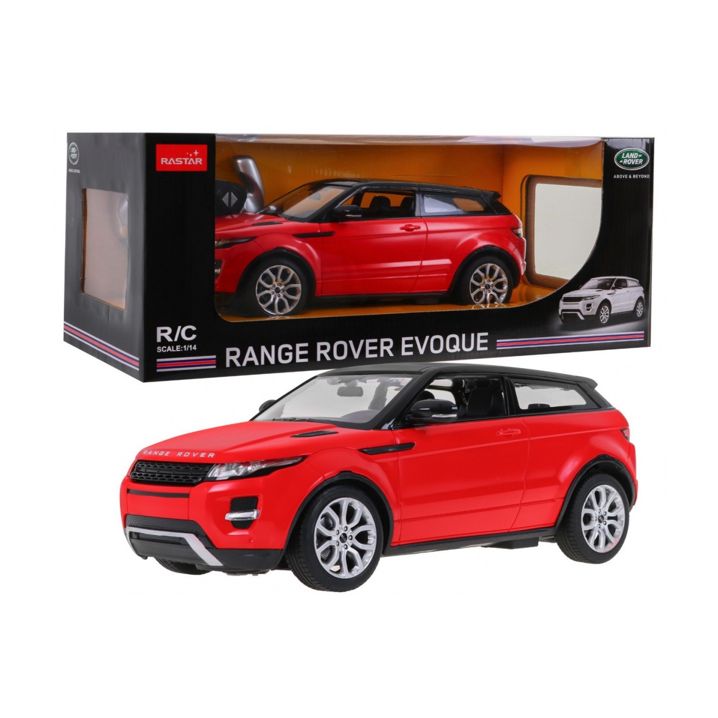Range Rover Evoque červený RASTAR model 1:14 Dálkové ovládání Off-Road auto + Dálkové ovládání