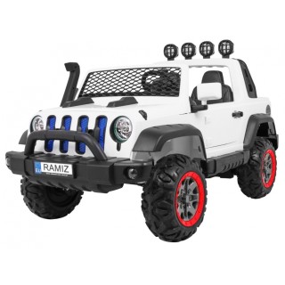 Allroad terénní auto pro 2 děti bílá + Naped 4x4 + dálkové ovládání + pomalý start + MP3 LED