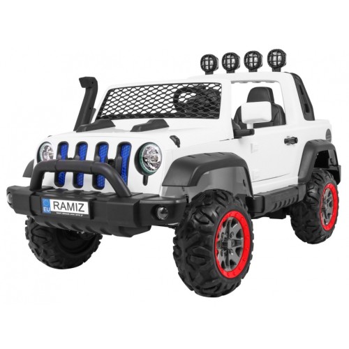 Allroad terénní auto pro 2 děti bílá + Naped 4x4 + dálkové ovládání + pomalý start + MP3 LED