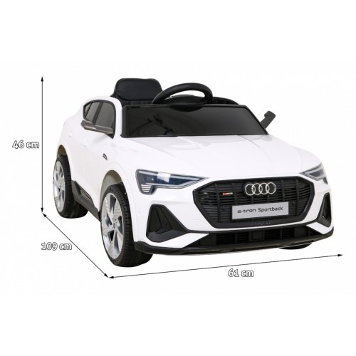 Audi E-Tron Sportback Kids bílá Remote 4x4 Drive Slow Start Rádio MP3 LED